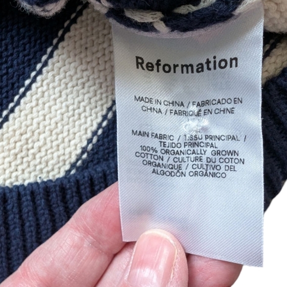 Reformation Zola Sweater Vest Womens Large Nautical Coastal Y2K Striped Cotton - Picture 8 of 13